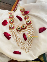 Layered Pearl Malai with Chandhbali Pendants-J490