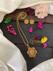 Gold Like Floral Pendant Chain Neckpiece -G9462