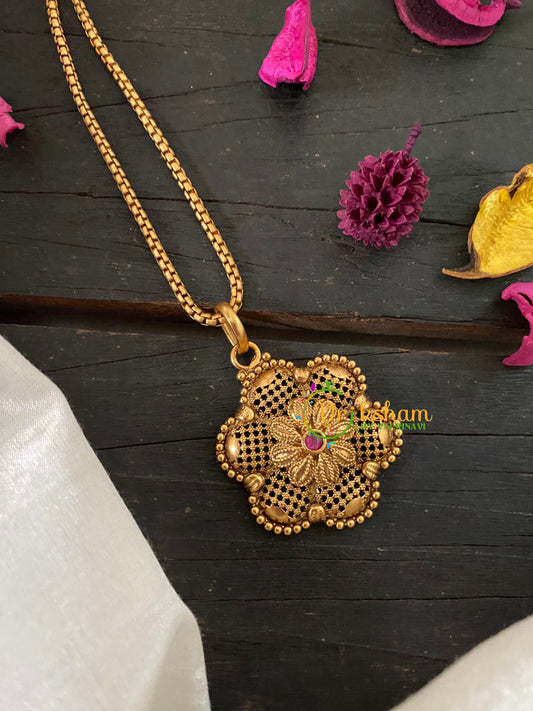 Gold Like Floral Pendant Chain Neckpiece -G9462