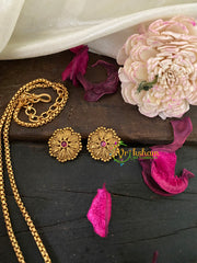 Gold Like Floral Pendant Chain Neckpiece -G9462