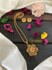 Gold Like Floral Pendant Chain Neckpiece -G9462