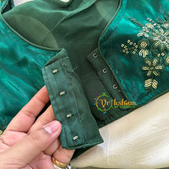 Premium Peacock Green Organza Designer Readymade Blouse  -VS3078