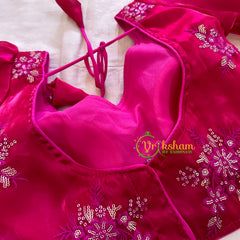 Premium Rani Pink Organza Designer Readymade Blouse  -VS3079