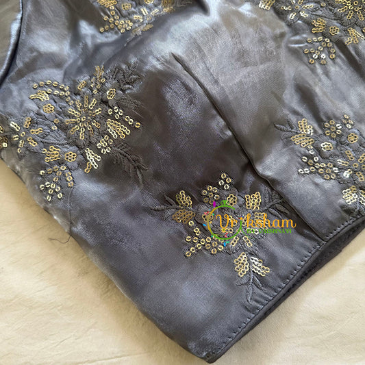 Premium Grey Organza Designer Readymade Blouse  -VS3072