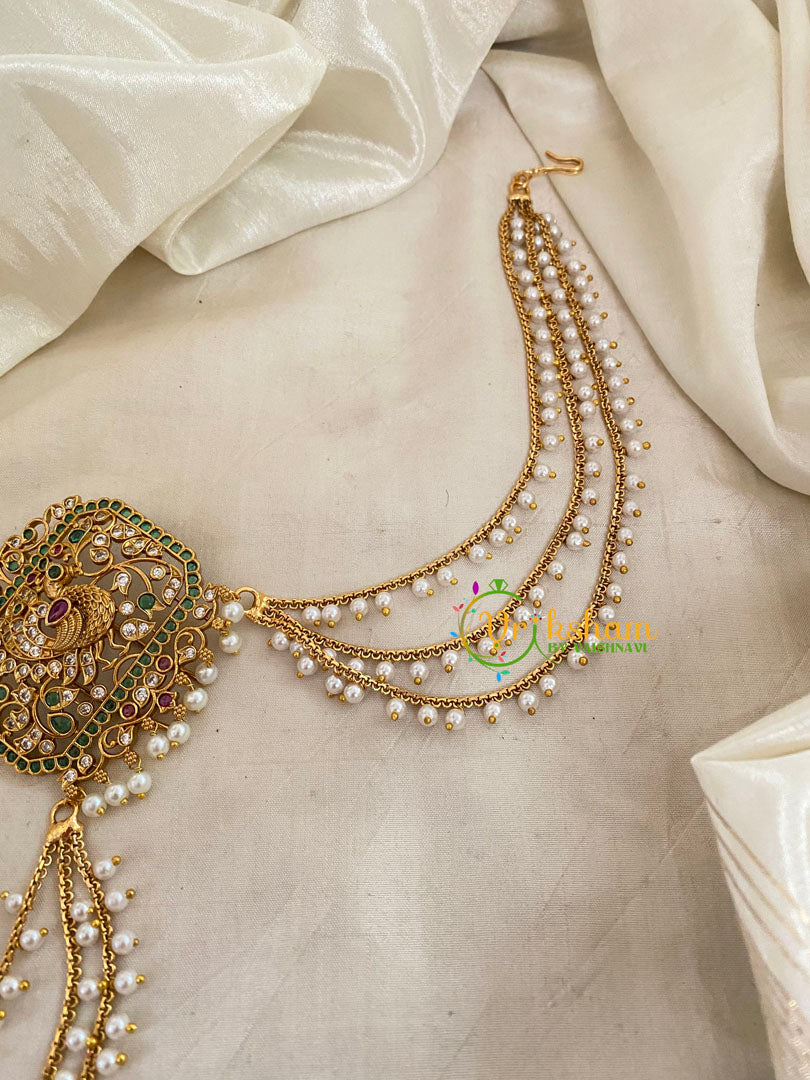 Peacock-Premium Jada Bun Billai with Maatil -Bridal Bun Jada Billai-Green Red -G9467