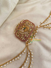 Peacock -Premium Jada Bun Billai with Maatil -Bridal Bun Jada Billai -Red White Green -G9468