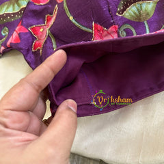 Purple Lotus Printed Cotton Silk Blouse  -VS3069