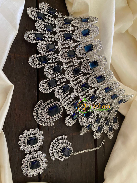 Blue Stone Kiara Advani Bridal Choker Set- American Diamond Bridal Set -G7902