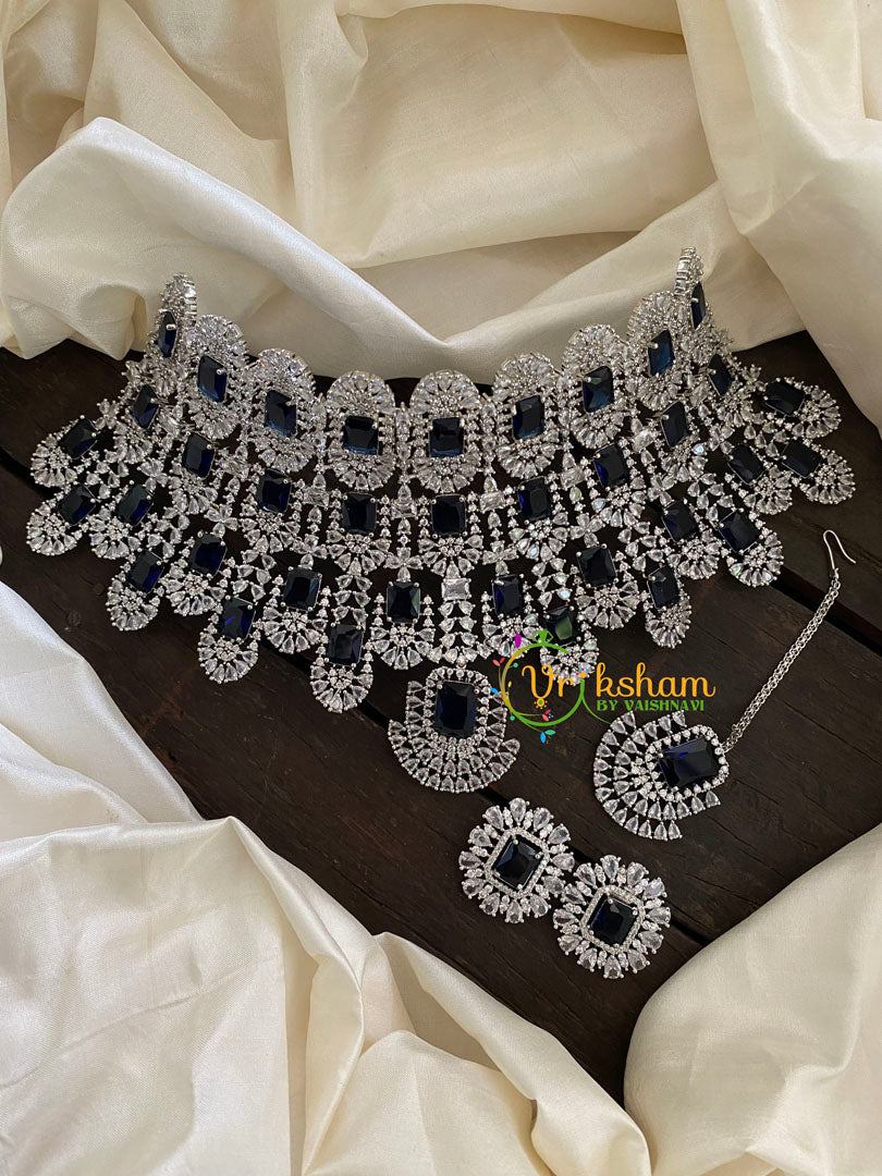 Blue Stone Kiara Advani Bridal Choker Set- American Diamond Bridal Set -G7902