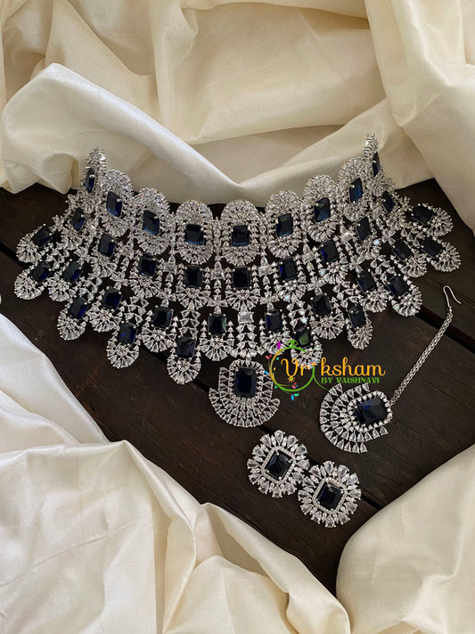 Blue Stone Kiara Advani Bridal Choker Set- American Diamond Bridal Set -G7902