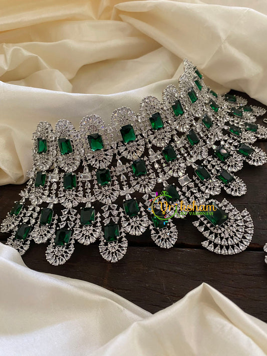 Emerald Kiara Advani Bridal Choker Set- American Diamond Bridal Set -G7903