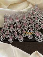 Pastel Pink Kiara Advani Bridal Choker Set- American Diamond Bridal Set -G7904