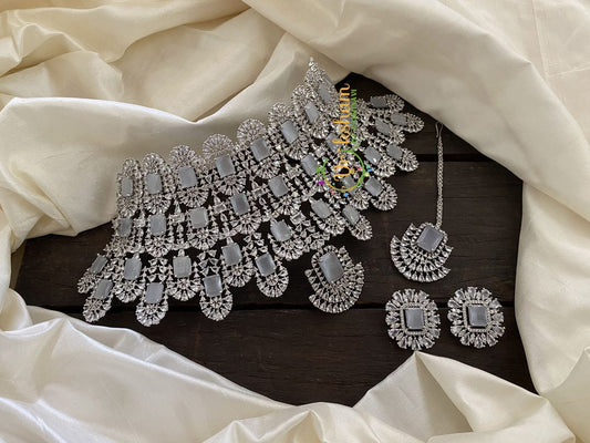 Grey Stone Kiara Advani Bridal Choker Set- American Diamond Bridal Set -G7905