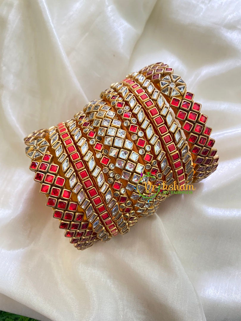 Red Silk Thread Kundan Bridal Bangle-G4800