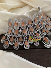 Peach Kiara Advani Bridal Choker Set- American Diamond Bridal Set -G7906