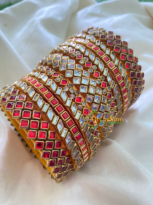 Red Silk Thread Kundan Bridal Bangle-G4800