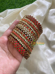 Red Silk Thread Kundan Bridal Bangle-G4800