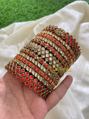 Red Silk Thread Kundan Bridal Bangle-G4800