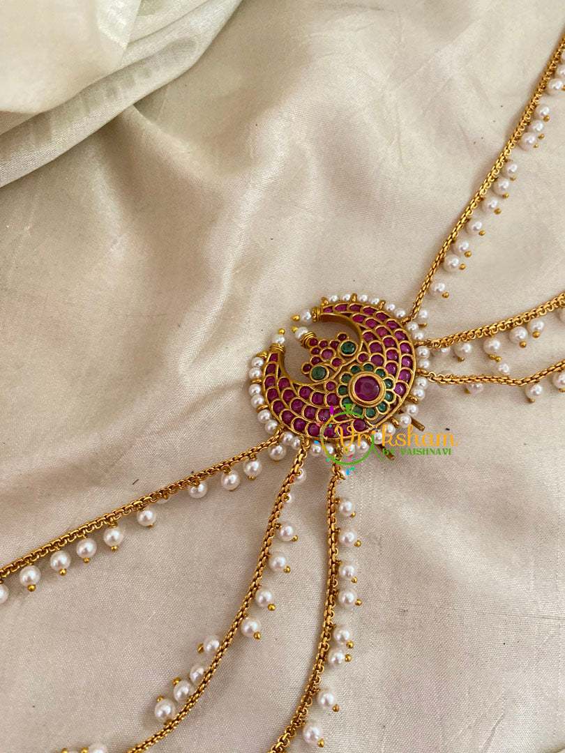 Chandh -Premium Jada Bun Billai with Maatil -Bridal Bun Jada Billai -Red Green-G9479