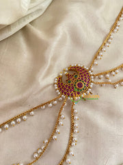 Chandh -Premium Jada Bun Billai with Maatil -Bridal Bun Jada Billai -Red Green-G9479