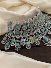 Sea Green Kiara Advani Bridal Choker Set- American Diamond Bridal Set -G7900