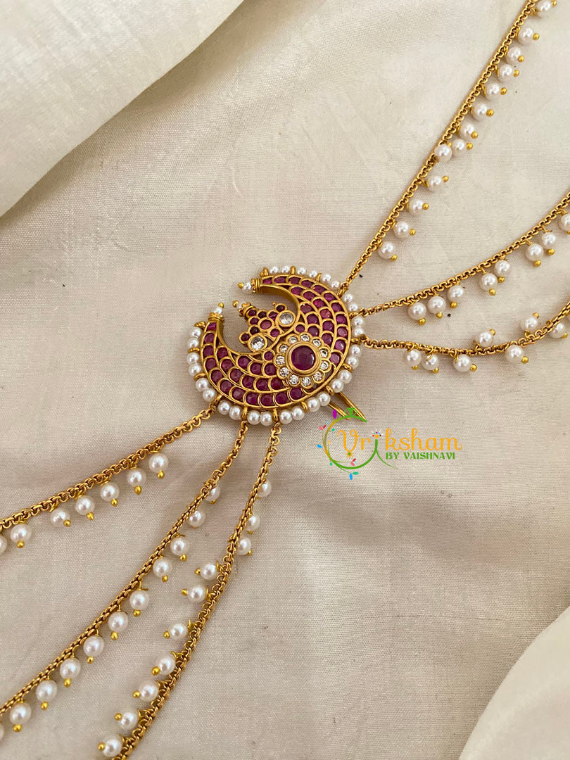 Chandh - Premium Jada Bun Billai with Maatil -Bridal Bun Jada Billai -Red White-G9482
