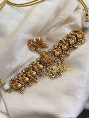 Premium Antique Lakshmi High Neck Choker-White-Gold-G5974
