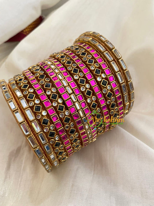 Pink Silk Thread Kundan Bridal Bangle-G4792