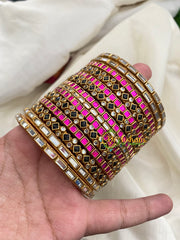 Pink Silk Thread Kundan Bridal Bangle-G4792