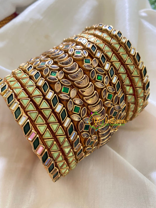 Silk Thread Kundan Bridal Bangle-Green-G4791