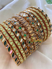 Silk Thread Kundan Bridal Bangle-Green-G4791