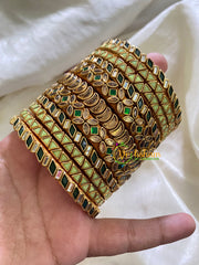 Silk Thread Kundan Bridal Bangle-Green-G4791