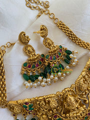 Premium Lakshmi High Neck Choker -Green Bead Pearl-G5978