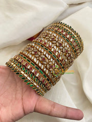 Green Maroon Silk Thread Kundan Bridal Bangle-G4789