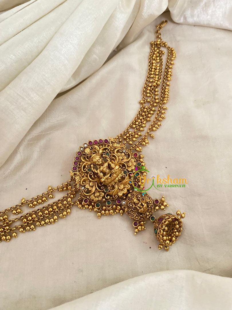 Premium Lakshmi Jada Bun Billai with Maatil -Bridal Bun Jhumka Jada Billai-Red Green -G9515