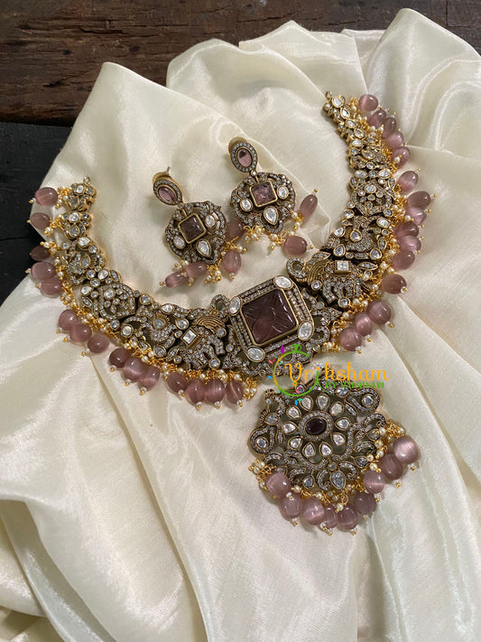 Pastel Brown Victorian Diamond Short Neckpiece -VV555