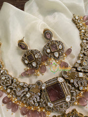 Pastel Brown Victorian Diamond Short Neckpiece -VV555