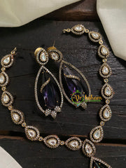 Deep Purple Victorian Diamond Pendant Neckpiece -Bullet -VV537