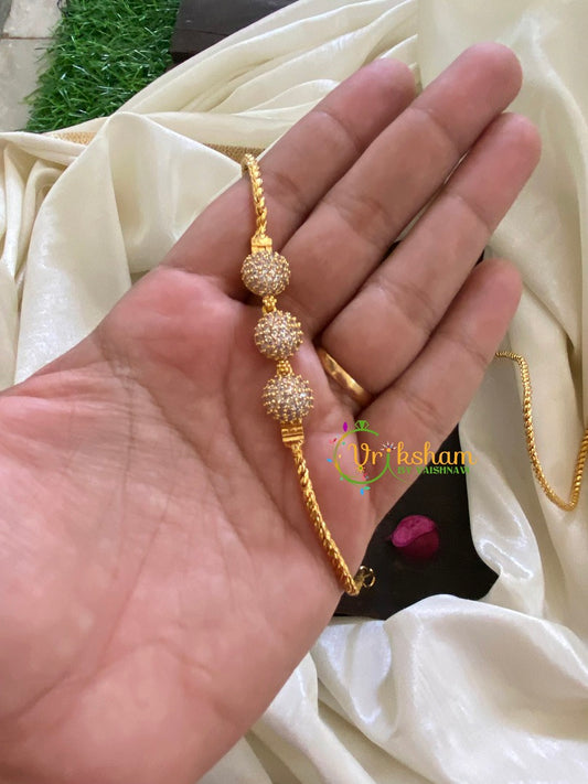 Traditional AD Stone White Ball Mugappu Chain 3-G3147