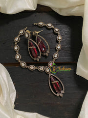 Red Victorian Diamond Pendant Neckpiece -Bullet -VV540