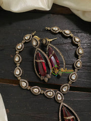 Red Victorian Diamond Pendant Neckpiece -Bullet -VV540