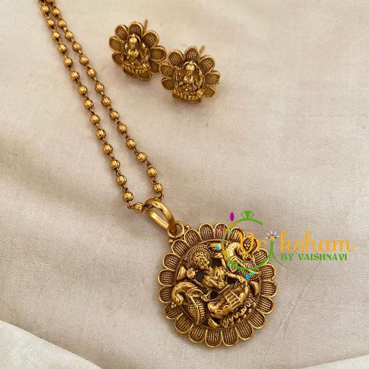 Gold Look Alike Lakshmi Pendant Chain Neckpiece -G9450