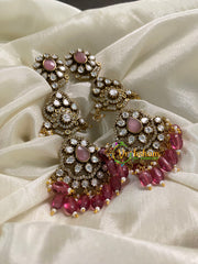 Red Bead Victorian Diamond Danglers -VV607