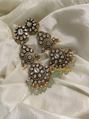 Pastel Green Bead Victorian Diamond Danglers -VV605