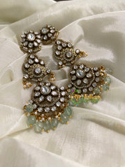 Pastel Green Bead Victorian Diamond Danglers -VV605