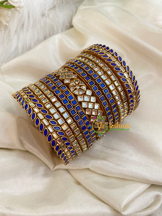 Blue Silk Thread Kundan Bridal Bangle-G4784