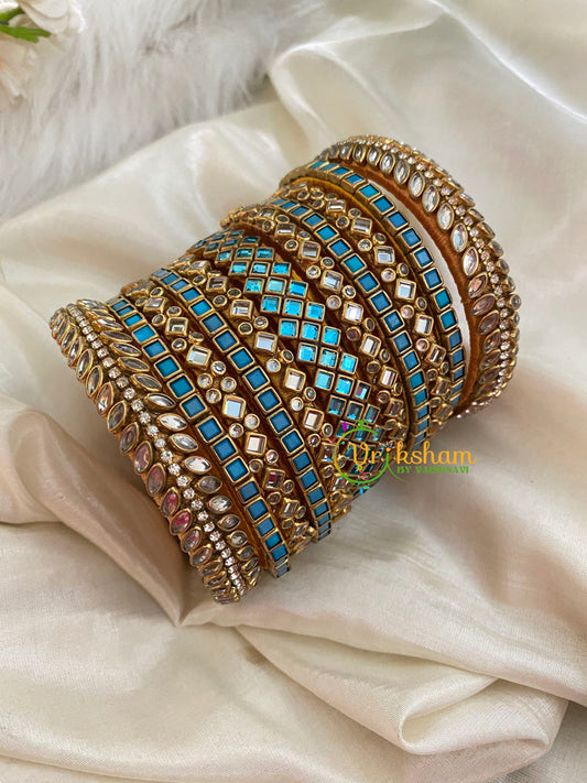 Light Blue Silk Thread Kundan Bridal Bangle-G4783