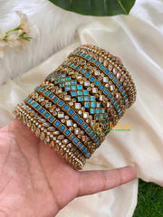 Light Blue Silk Thread Kundan Bridal Bangle-G4783