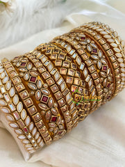 Silk Thread Kundan Bridal Bangle-Gold White -G4782