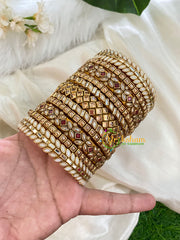 Silk Thread Kundan Bridal Bangle-Gold White -G4782